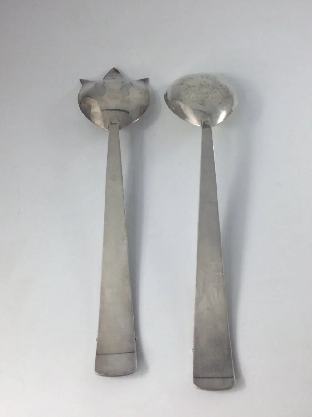 Vintage Three Crowns Silversmiths Salad Serving Set Silverplate MCM 12.5